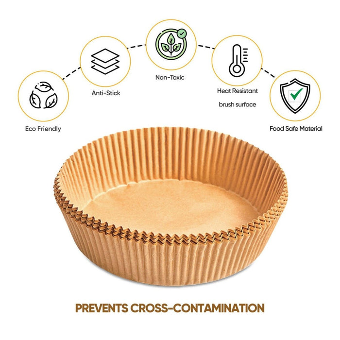 100pc Air Fryer Round Disposable Non-Stick Liner - 16cm/6.3in Baking Image 6