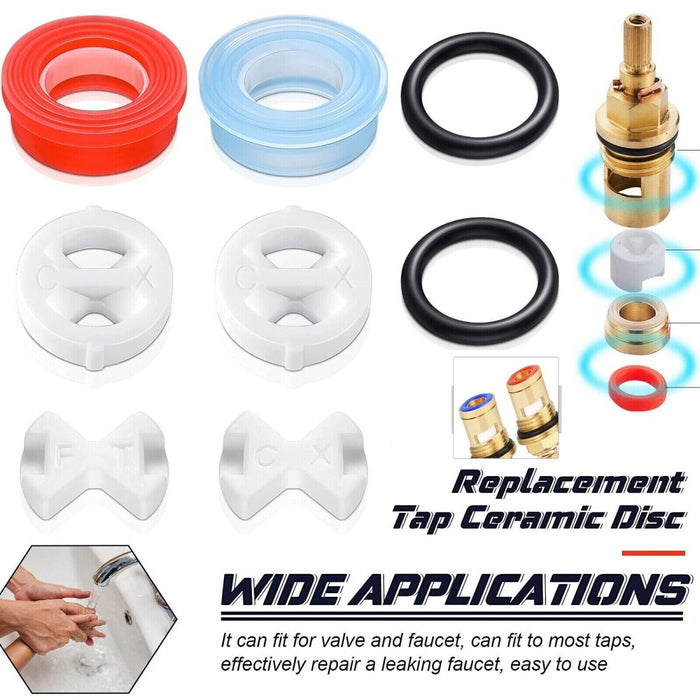 MAXPERKX 1/2" Replacement Ceramic Disc Silicon Washer Gasket Insert Valve Tap Turn Set Image 1