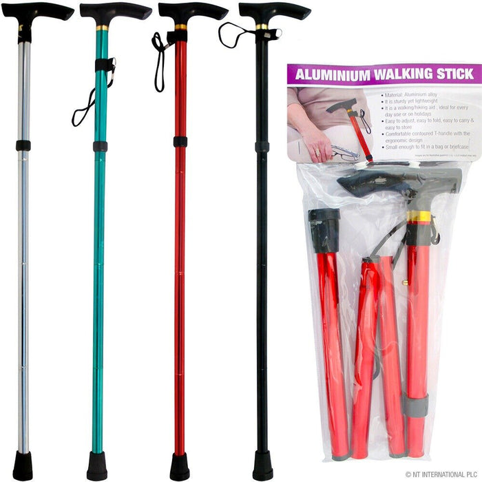 APXB Easy Folding Lightweight Walking Stick Height Adjustable Aluminium Cane Mobility Image 1