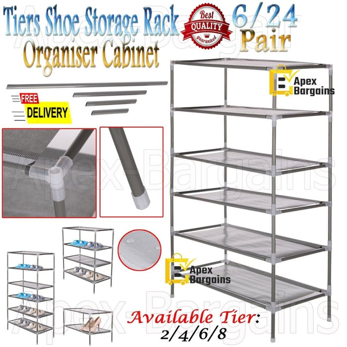 MAXPERKX 2 Tiers Shoe Storage Rack Organiser Cabinet Shelf Stand Holder Image 1
