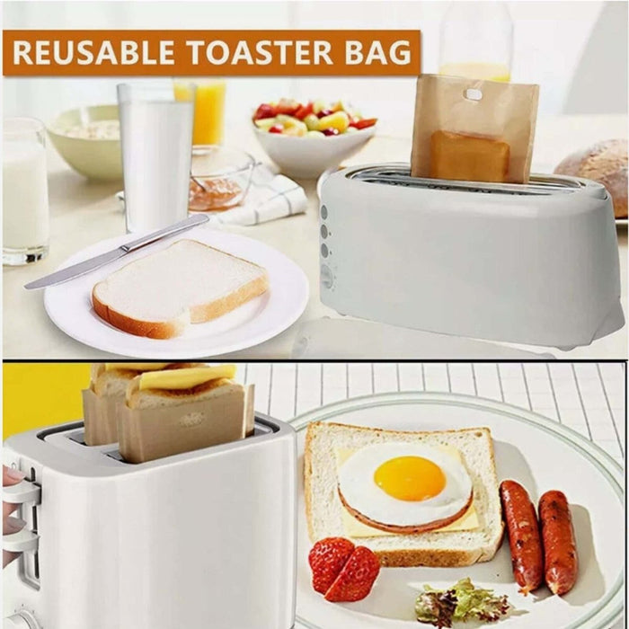 2pcs Toaster Bags Reusable Non Stick Bread Toastie Toast Sandwich Pockets Bag UK