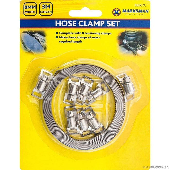9pc Driver Jubilee Clip Set Assorted Stainless Steel Hose Clamp Kit Size 8mm-3M