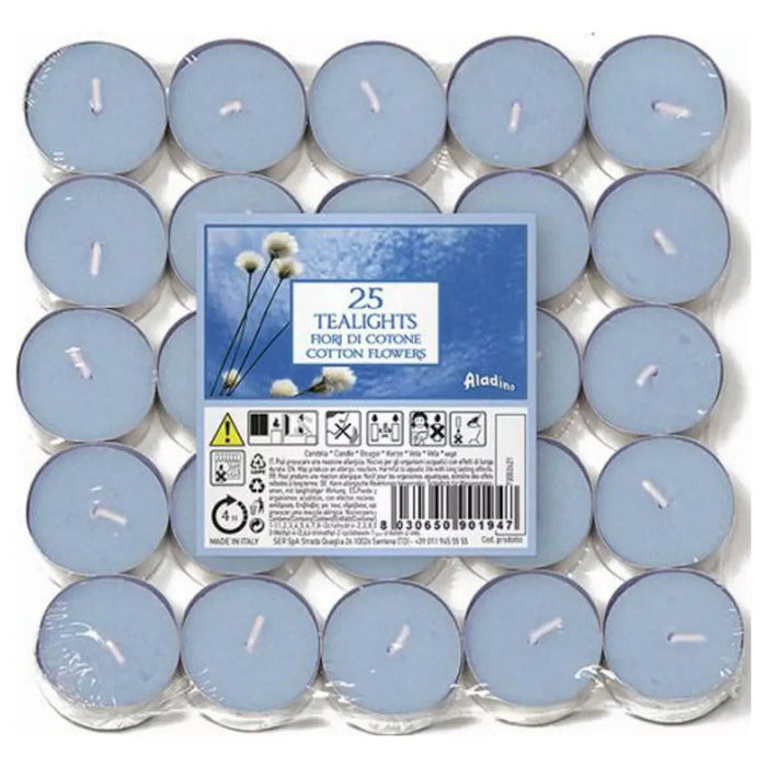 25 x Price's Scented Tea Lights Candles Cotton Flowers 4 Hour Burn Time