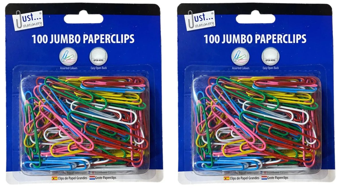 200 Jumbo Large Coloured Paper Clips Office School Home Stationery Bulk Buy