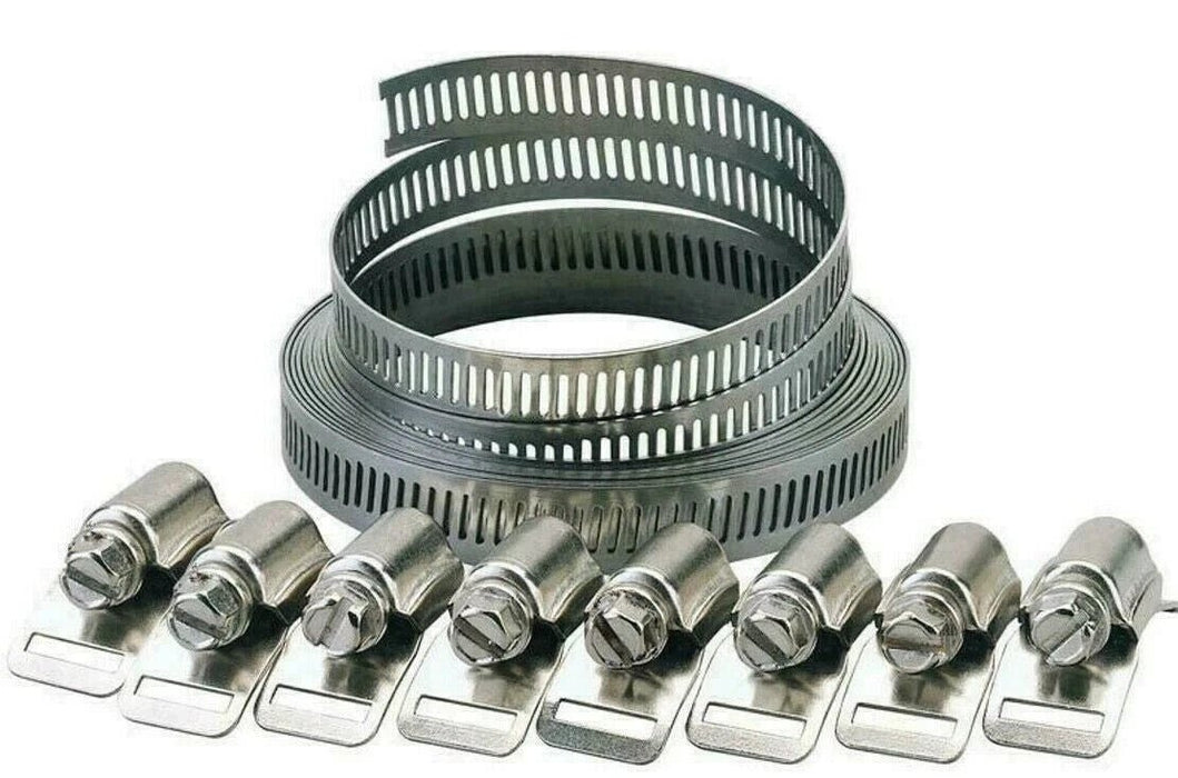 9pc Driver Jubilee Clip Set Assorted Stainless Steel Hose Clamp Kit Size 8mm-3M