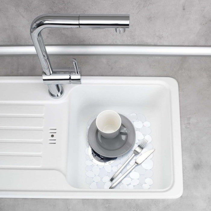 Kitchen Pebble Sink Mat Dish Drainer Rack Cup Glass Scratch Protector Washing Up
