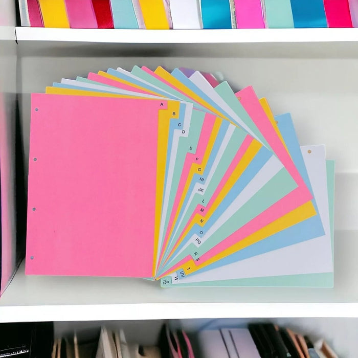 20 A-Z Index Dividers / abc Alphabetical Order A4 Universally Punched Strong