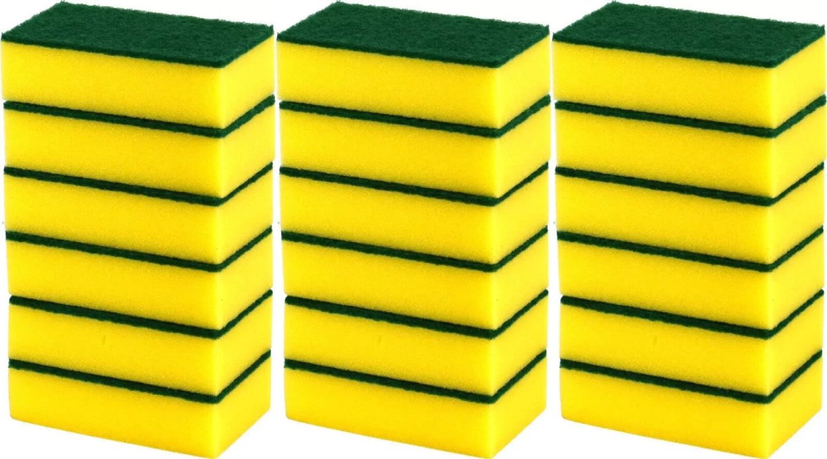 18x Large Heavy Duty Catering Sponge Scourers Kitchen Washing Up Scouring Pads