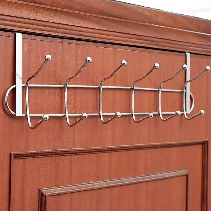 2 X 12 Hooks Chrome Over The Door Coat Hanger Clothes Towel Storage Rack