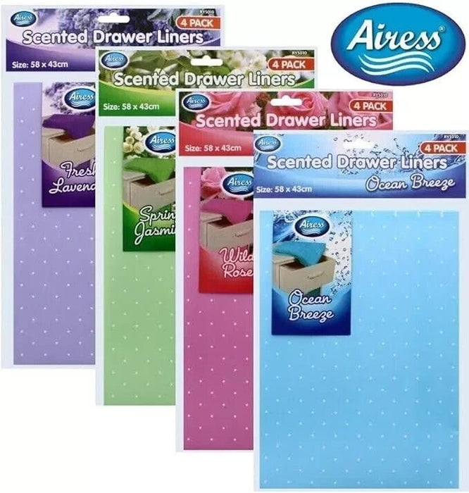 16 PACK Scented Drawer Liner Sheets Jasmine Rose Lavender Ocean 58x43cm UK