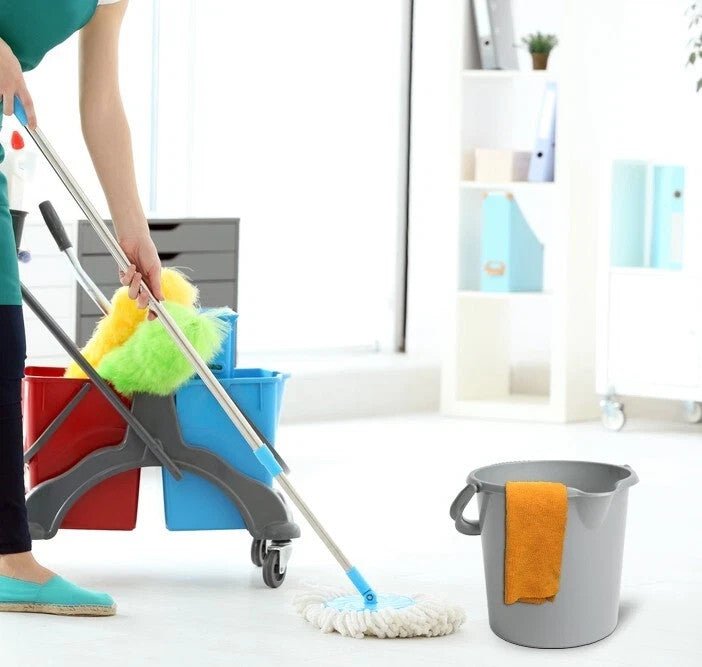 10L Silver Bucket With Grip Handle & Pouring Lip Measuring Guide Household - UK