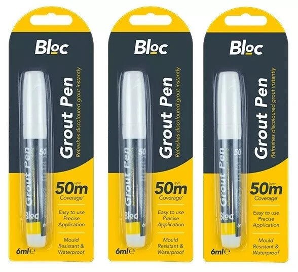 3x White Grout Tiling Pen Tile Reviver Repair Kitchen Bathroom Shower Anti Mould