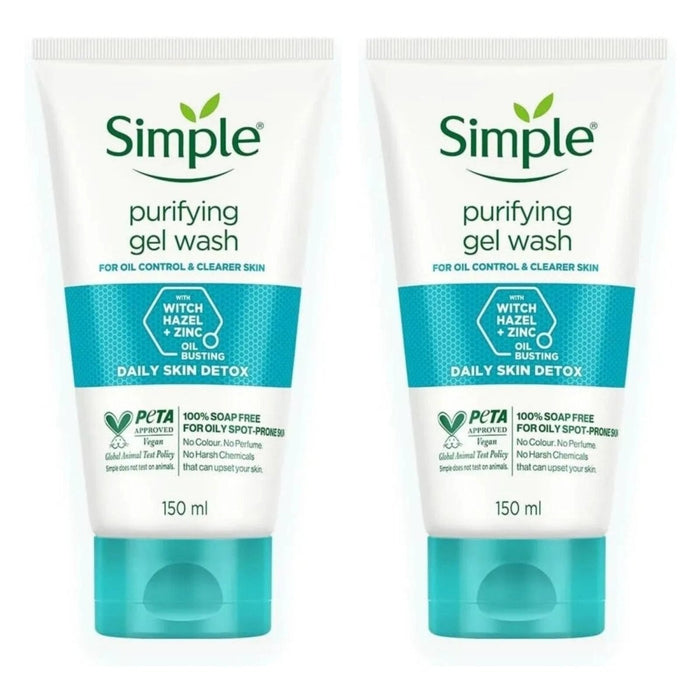 Simple Daily Skin Detox Purifying Face Gel Wash 150ml Pack of 2