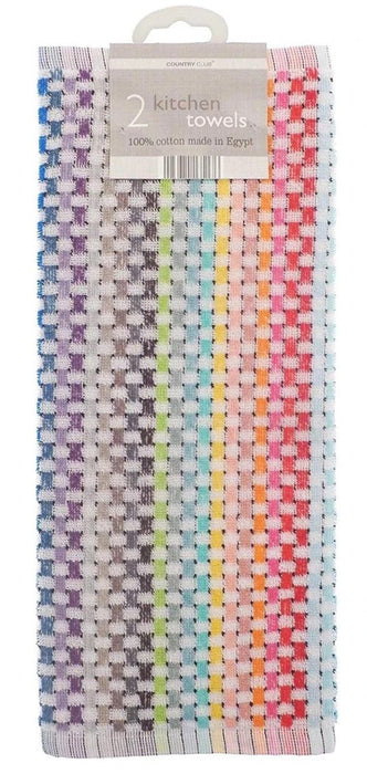 Egyptian Cotton Tea Towels 2pk Kitchen Dish Cloths Zing Design Multi Random