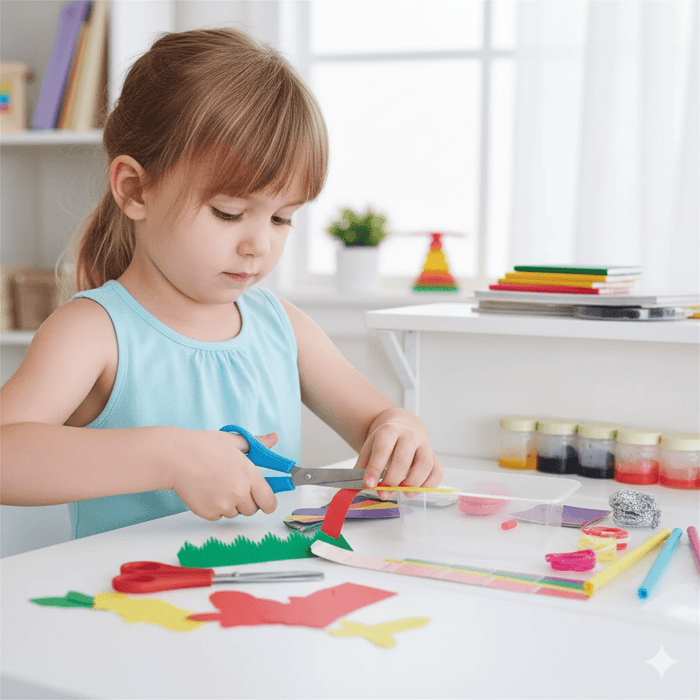 2 x CHILDRENS SAFETY SCISSORS METAL Kids Child School Blade 5" Blue & Red