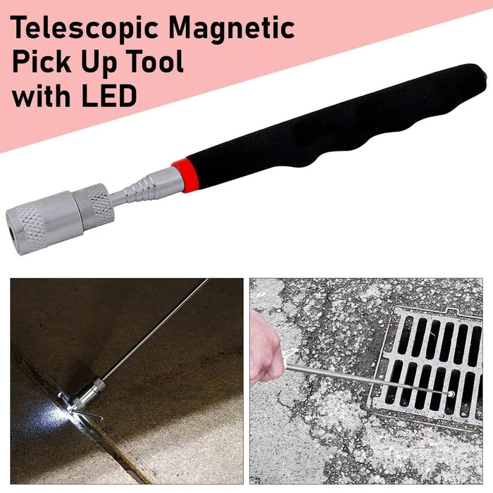 LED Light Telescopic Magnetic Pick Up Rod Tool Stick Extending Magnet Rolson