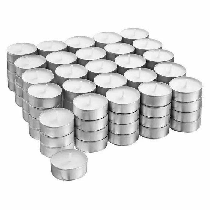 100 Tea Night Lights Candles 8 HOUR LONG BURN Unscented Tealights Nightlight 8HR