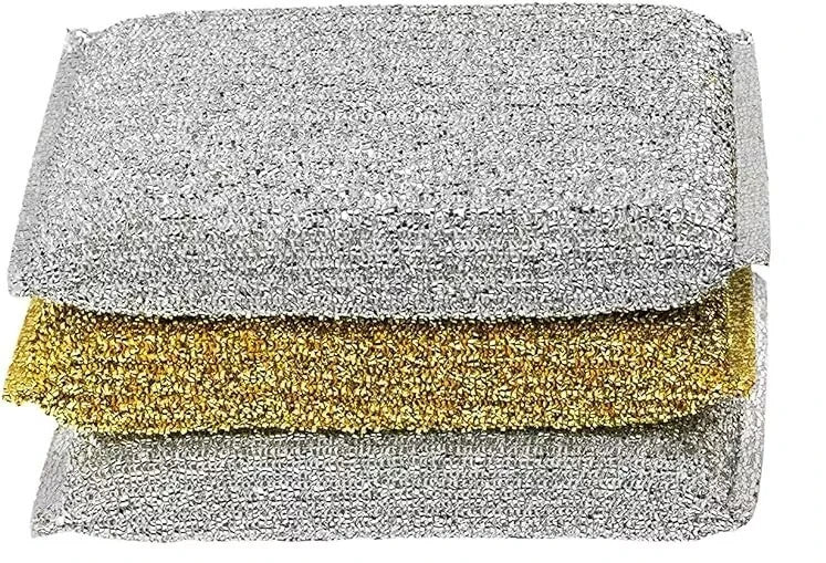 Metallic Scouring Pads For Non-Stick Pans Kitchen Cleaning Washing Up Scourers