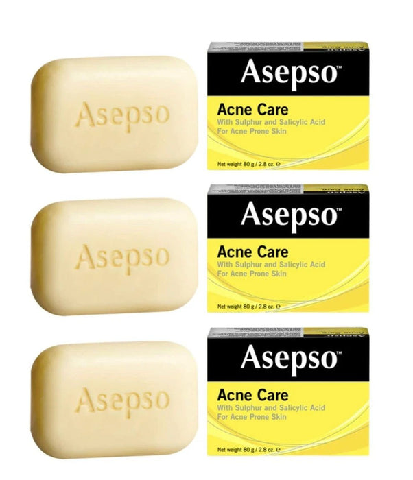 Asepso SULPHUR Plus Salicyclic Acid for Acne Prone Skin (Bar Soap)-PACK OF 3