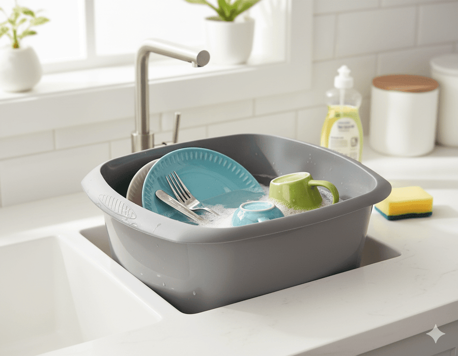 TML Rectangular Plastic Kitchen Home Cleaning Washing Up Sink Bowl 11L - Silver