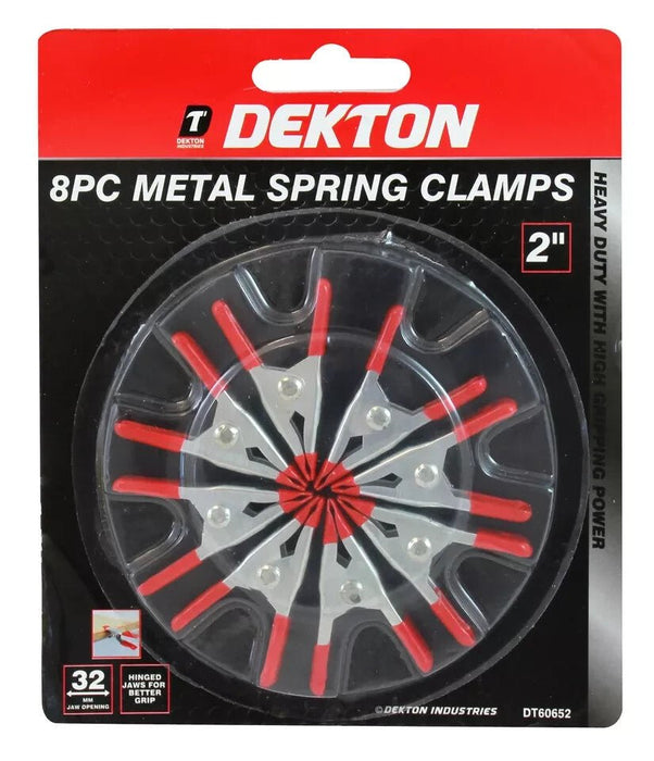 Dekton 8pc Spring Clamps Quick Grip Wood Work Carpentry Metal Clamp 60mm 2"