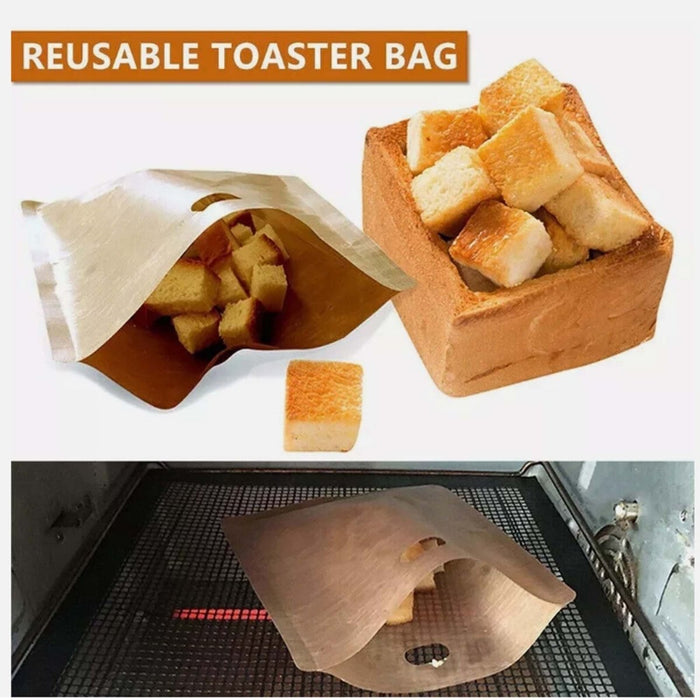 2pcs Toaster Bags Reusable Non Stick Bread Toastie Toast Sandwich Pockets Bag UK