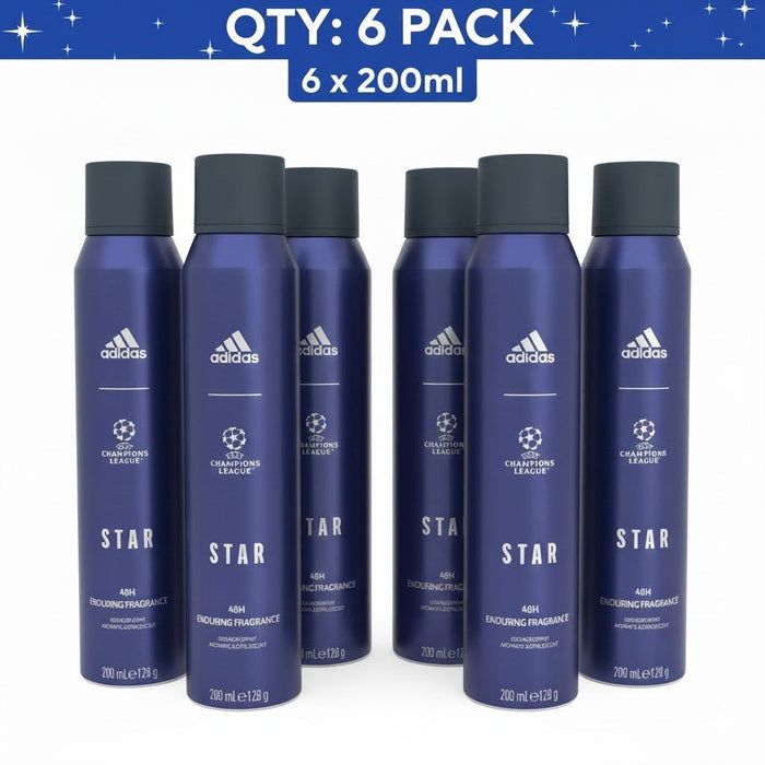 6x 200ml XL ADIDAS UEFA Champion League STAR Deodorant body Spray LIMITED EDITIO
