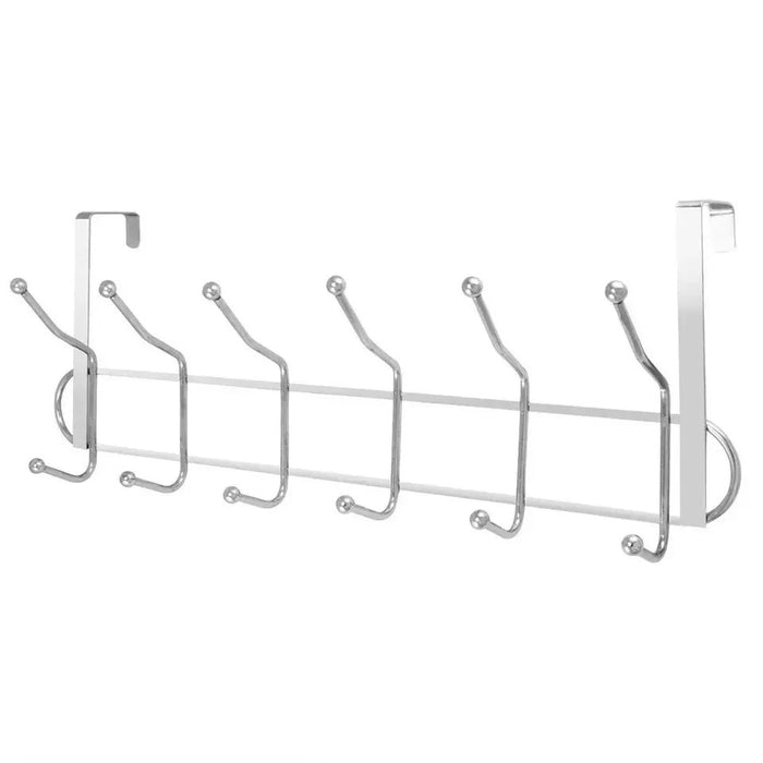 2 X 12 Hooks Chrome Over The Door Coat Hanger Clothes Towel Storage Rack