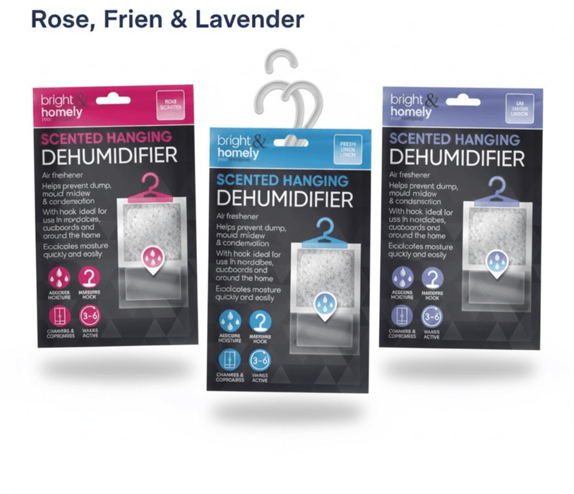 Hanging Scented Wardrobe Dehumidifier Rose,Lavender,Fresh Linen 180g