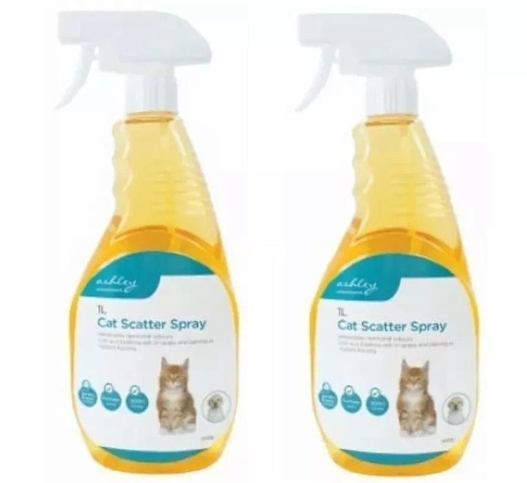 2 X 1 Litre RTU Humane Cat Scatter Detterent Spray each Bottle Treats 300m2