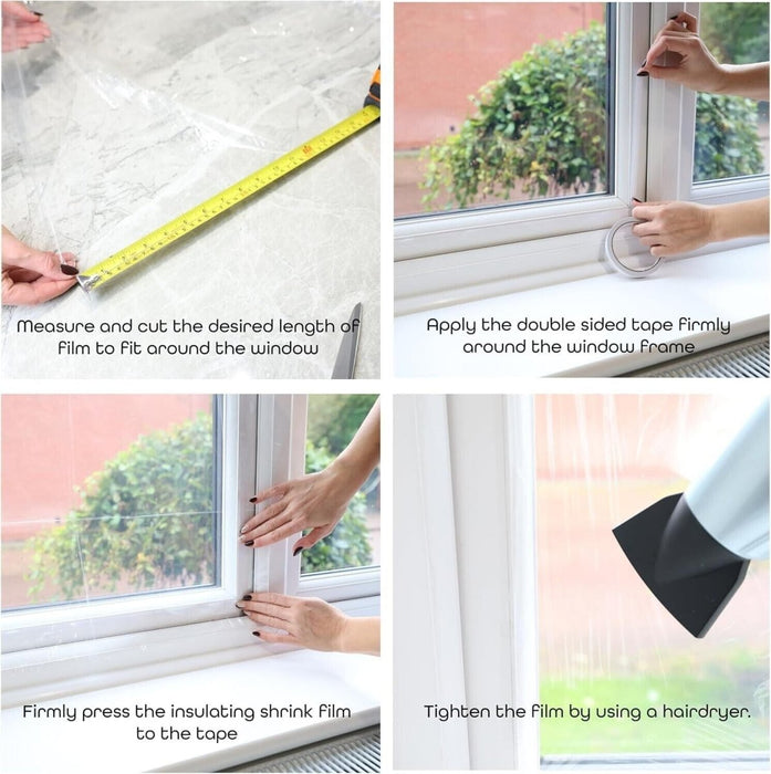 1-5PK Clear Window Insulation Kit Shrink Fit Double Glazing Film Draught Exclude