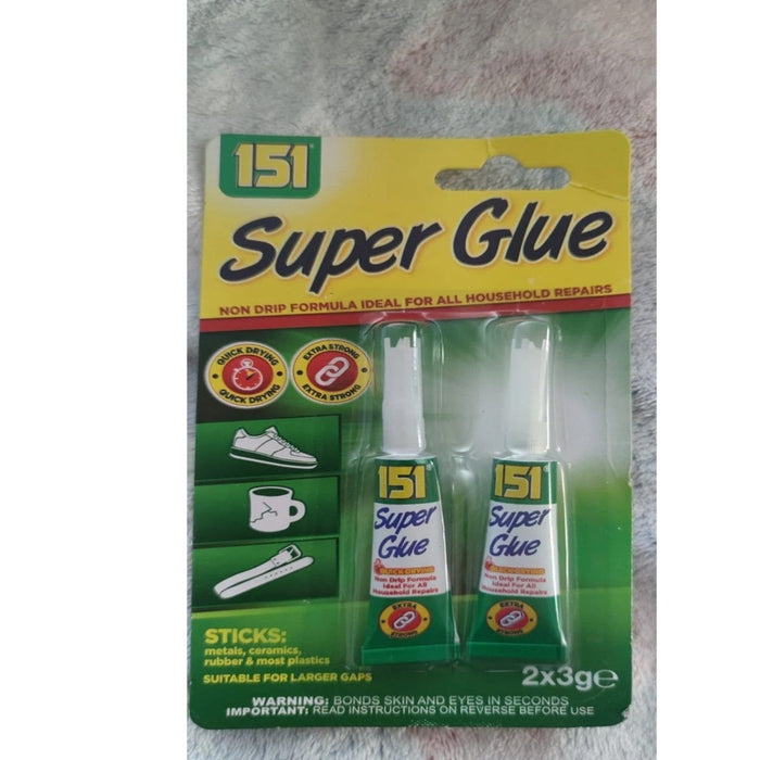 2pcs 151 Super Glue Gel Tube 3g Strong Bond Fast Setting Grip Adhesive Clear New