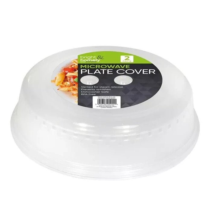 2 Vented Microwave Food Plate Cover Clear Plastic Splatter Guard Food Cover 26cm