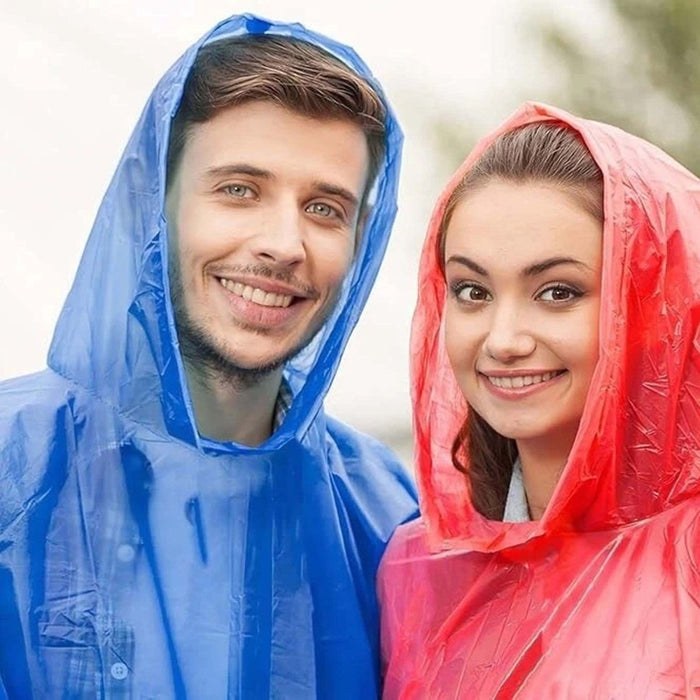 2pcs Reusable Unisex Rain Coats Emergency Lightweight Poncho Waterproof Festival
