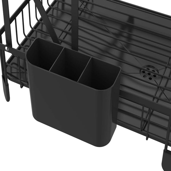 2 Tier Folding Dish Drainer Rack Cutlery Holder Drip Tray Sink Drying Plate Bowl