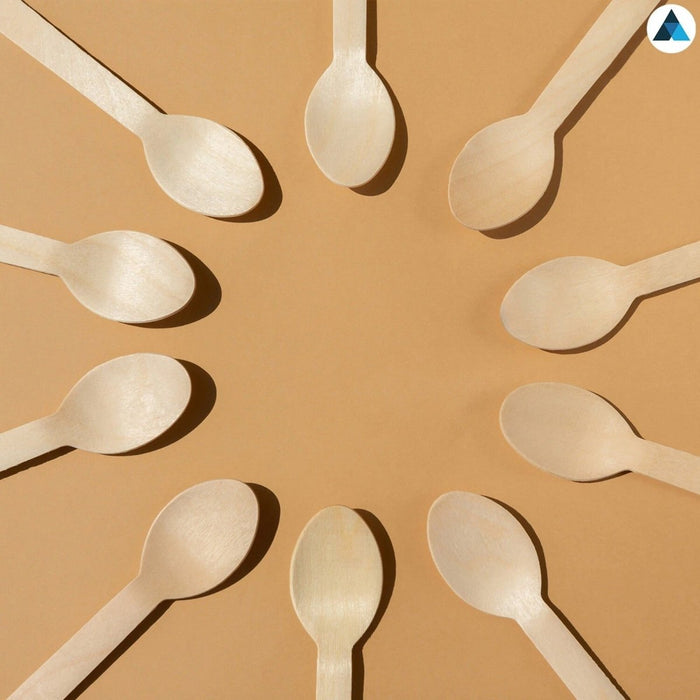 24pcs Wooden Spoon Disposable Table Cutlery Biodegradable Party Wedding Catering