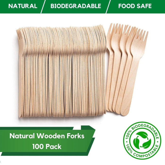 24pcs Wooden Forks Disposable Table Cutlery Biodegradable Party Wedding Catering