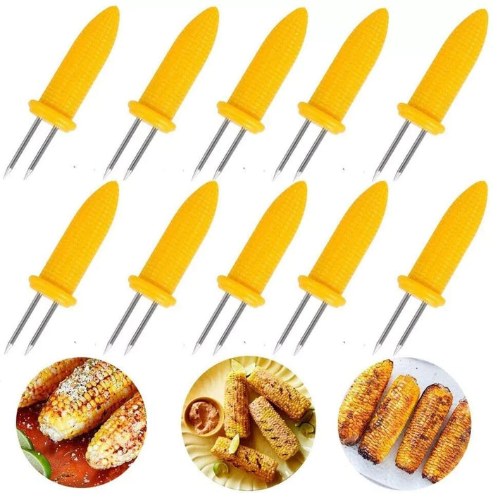 12x Corn On The Cob Holders Stainless Steel 8 Skewers Sweetcorn BBQ Prongs Forks