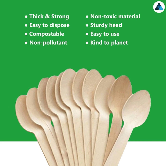 24pcs Wooden Spoon Disposable Table Cutlery Biodegradable Party Wedding Catering