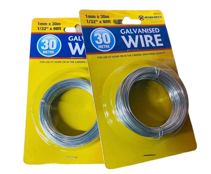 2 x Packs 1mm Galvanised Garden Gardening Craft Wire 60 Metres Total