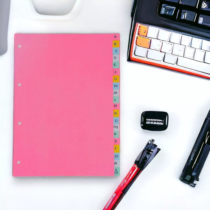 20 A-Z Index Dividers / abc Alphabetical Order A4 Universally Punched Strong