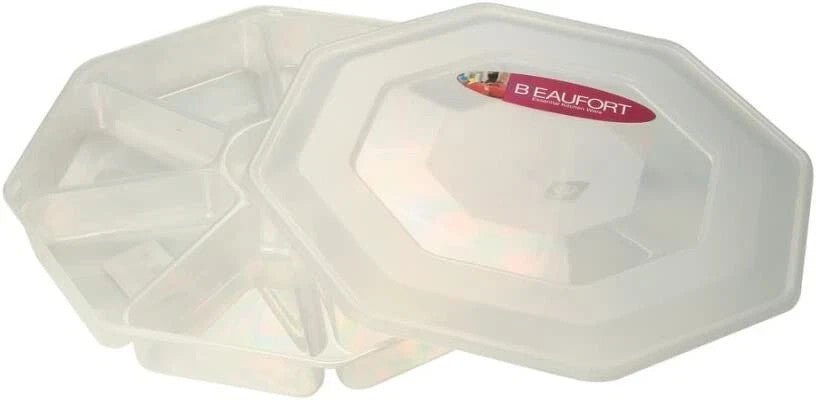 8 Section Nibble Tray With Lid Clear Plastic Snack Tray crudites Food Nuts Box