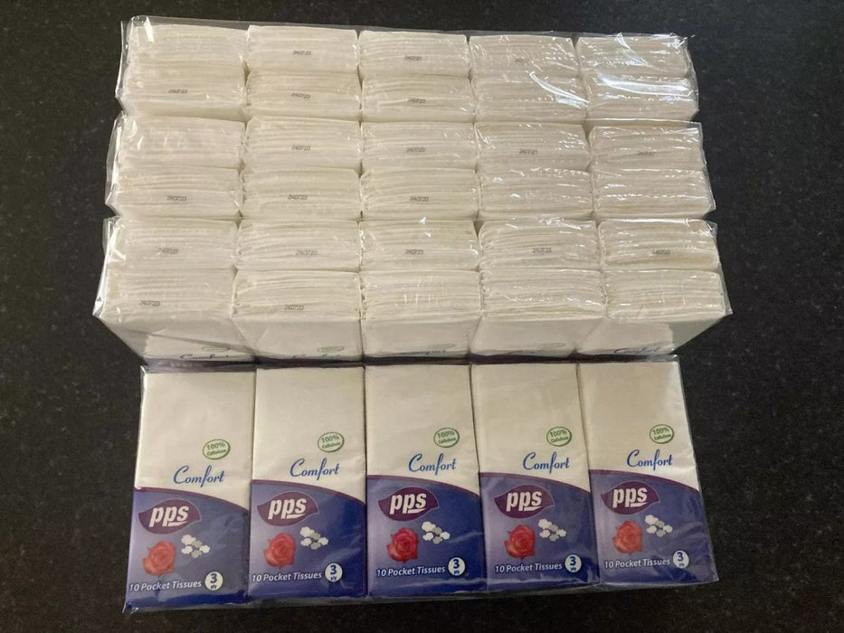 Bulk 400 Pocket Tissues - 40x10 Packs 3-Ply - Soft Strong Handy Size UK