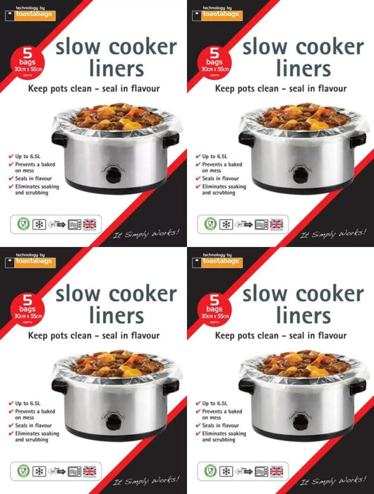 20 Slow Cooker Liners Cooking Bags 4 x 5 Pack For Round & Oval Cookers