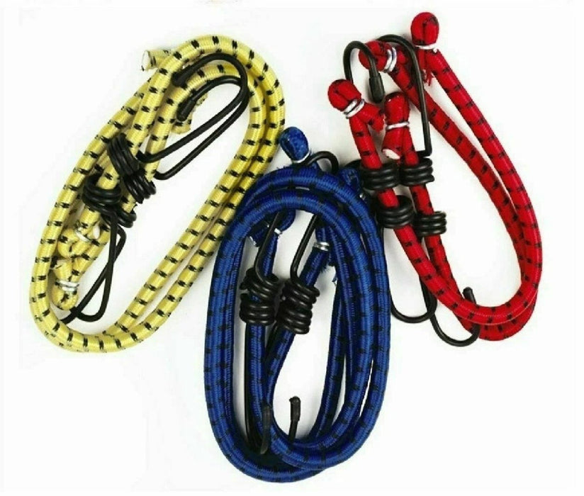6 Bungee Straps Cords Set With Hooks Elasticated Rope Cord Tie Car Bike Luggage