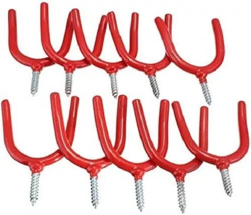 6 x Tool Hook Set Garage Shed Tools Storage Hanging Hooks Holder Indoor Screw