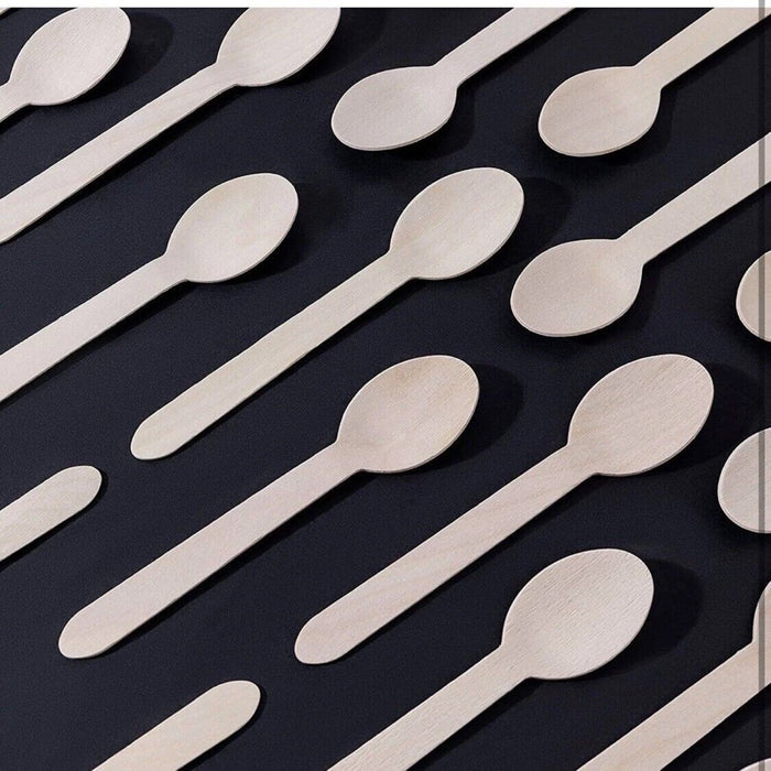 24pcs Wooden Spoon Disposable Table Cutlery Biodegradable Party Wedding Catering