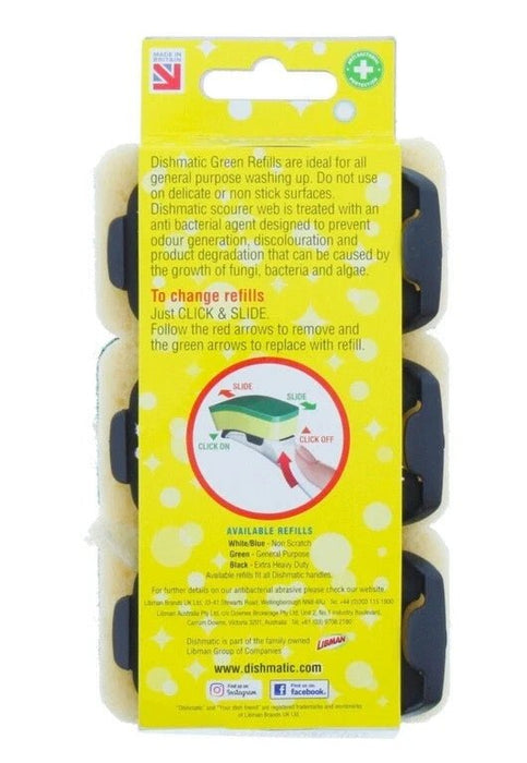 36x Dishmatic Washing Up Kitchen Brush Refill Scourer Sponge Replacement Head