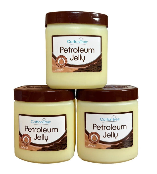3 x Cotton Tree Cocoa Butter Petroleum Jelly Vaseline 226g Family Bundle