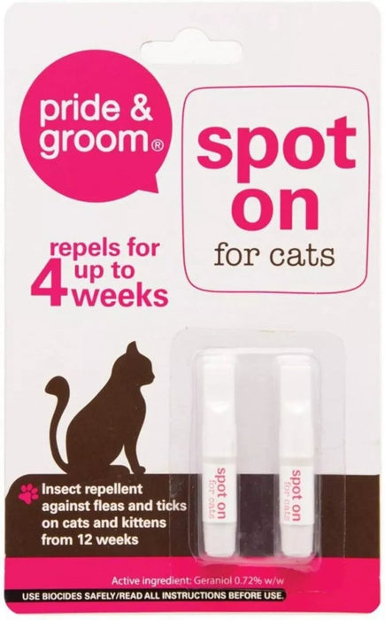 Pride & Groom Flea and Tick Drops - Spot On Treatment for Kitten or Cat